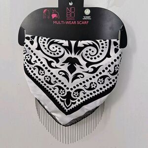 Black Paisley Bandana Rhinestones Fringe Tube Top Scarf Western Whimsigoth Sexy